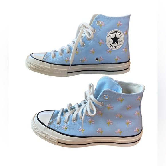 Converse Shoes - Converse Chuck Taylor All Star Blue with Pink Flowers Sneakers Size 9